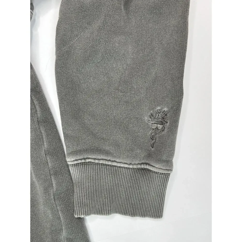 GOAT USA Linden Crewneck Sweatshirt Adult S Gray Vintage Wash Logo Distressed